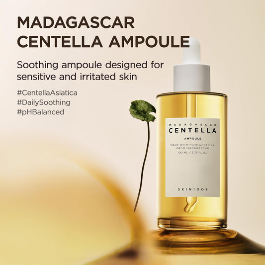 Madagascar Centella Ampoule 100 (100 Ml or 3.38 Floz), Facial Serum, 100% Centella Asiatica Extract, for Soothing Sensitive and Acne-Prone Skin