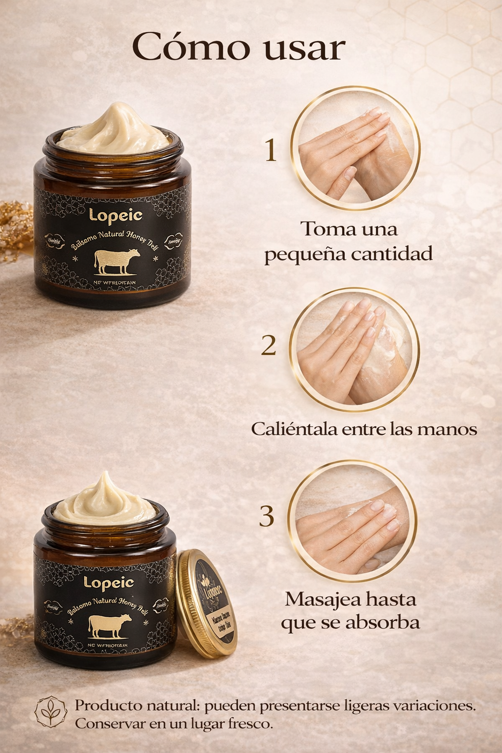 100% Cebo de Res con bálsamo de Miel 120g